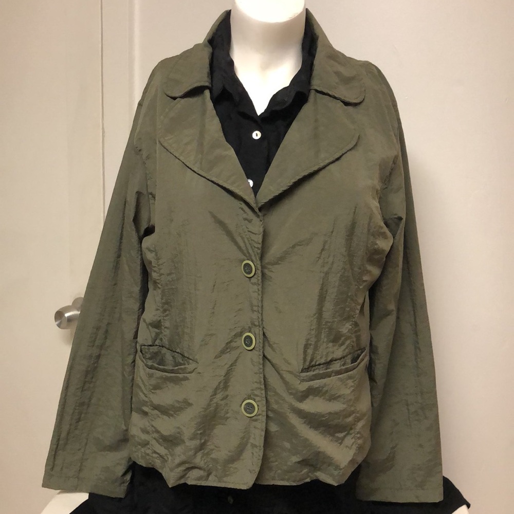 Indige Olive Green 3-Button Lightweight Peplum  Jacket Size M - Picture 7 of 12